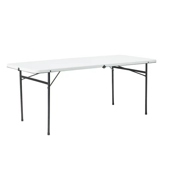 Mainstays 6 Foot Bi-Fold Plastic Folding Table, White - NEW