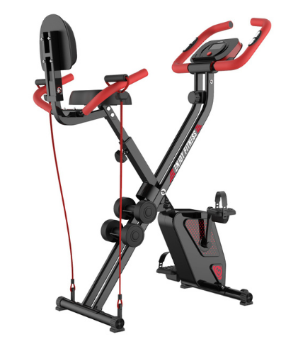 Folding Stationary Exercise Bike w/ Dumbbell