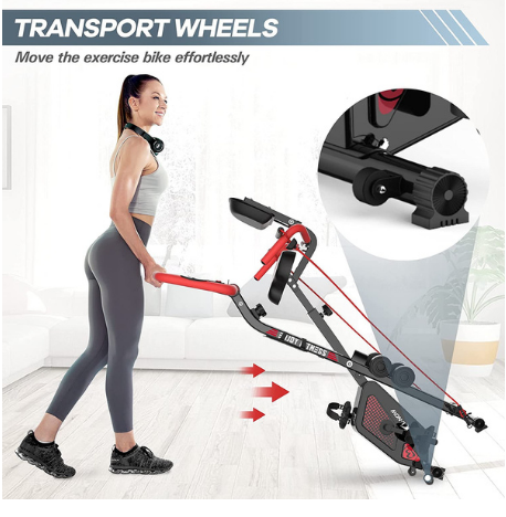 Folding Stationary Exercise Bike w/ Dumbbell