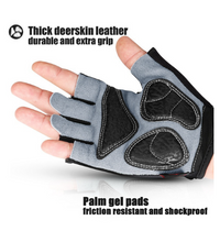 Cycling Half Finger Leather Workout Gloves