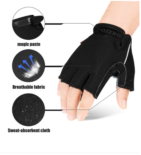 Cycling Half Finger Leather Workout Gloves