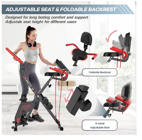 Folding Stationary Exercise Bike w/ Dumbbell