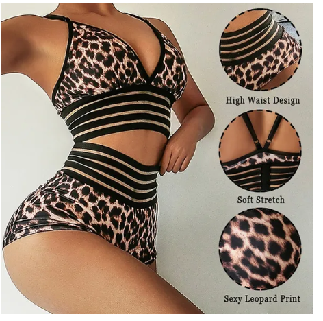 Women's Leopard Yoga High Waist Gym Sets