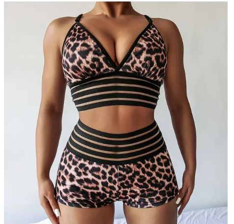 Women's Leopard Yoga High Waist Gym Sets