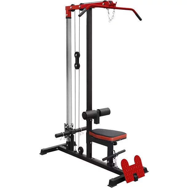 Pull-Down & LAT Row Cable Machine w/ Flip-up Footplate & Plates Storage Post