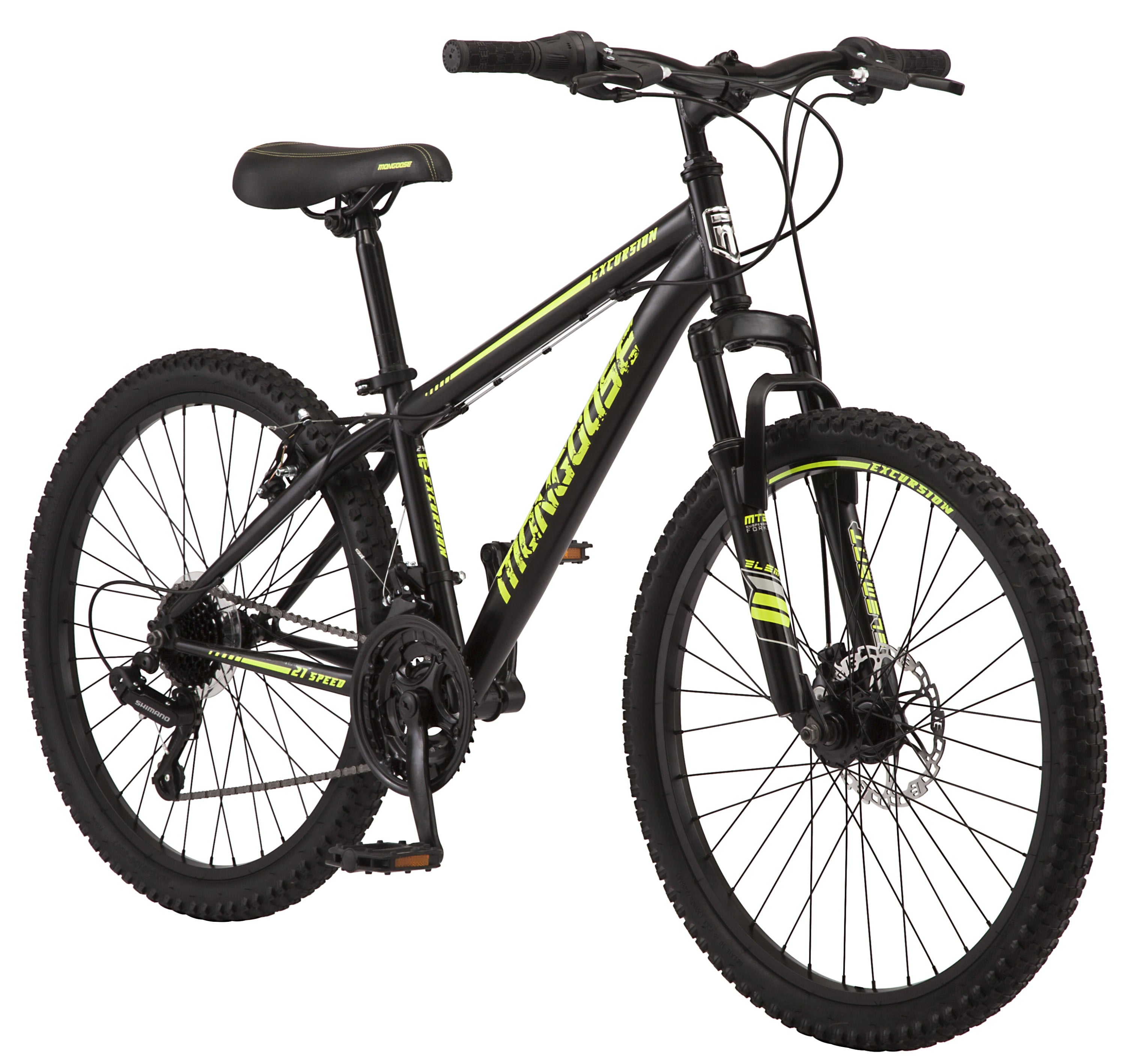 Excursion Mountain Bike, 24-inch wheel, 21 speeds, black / yellow