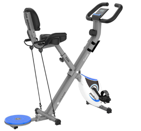 Folding Stationary Exercise Bike w/ Dumbbell