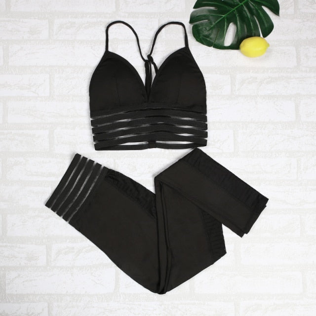 Women's Two Piece Mesh Gym Outfit