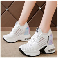 Women's White Lace-Up Fashion Sport Shoes