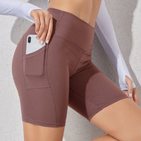 Women's High Waist Pockets Phone Running Short