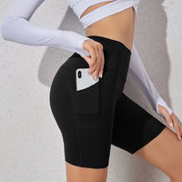 Women's High Waist Pockets Phone Running Short