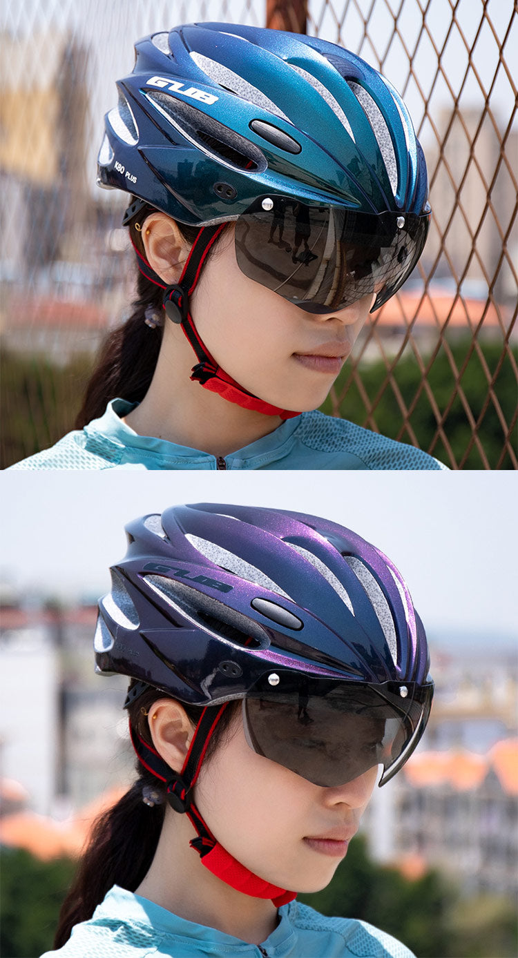 Women's Cycling Helmet with Visor Magnetic Goggles