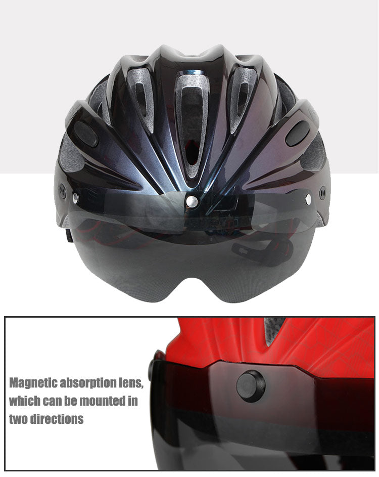 Women's Cycling Helmet with Visor Magnetic Goggles