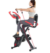 Folding Stationary Exercise Bike w/ Dumbbell